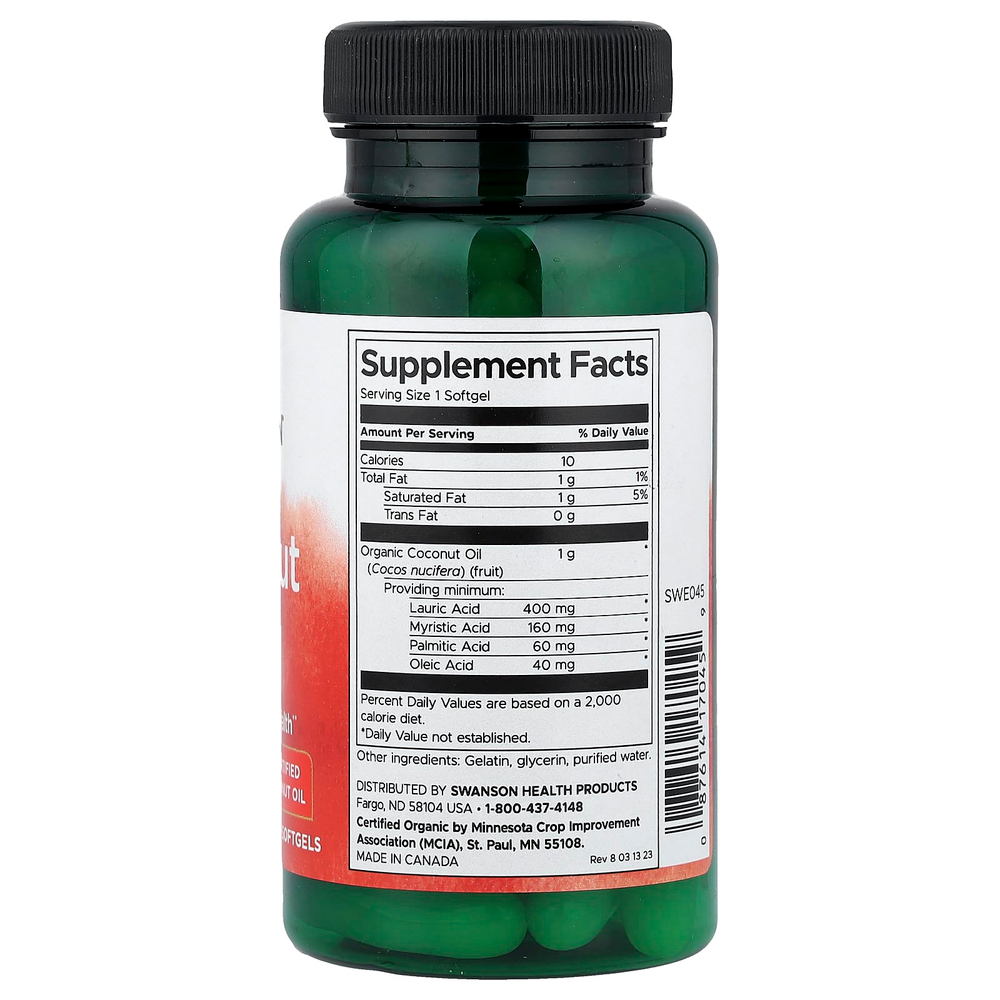 Swanson Vitamins, кокосовое масло, 1000 мг, 60 капсул