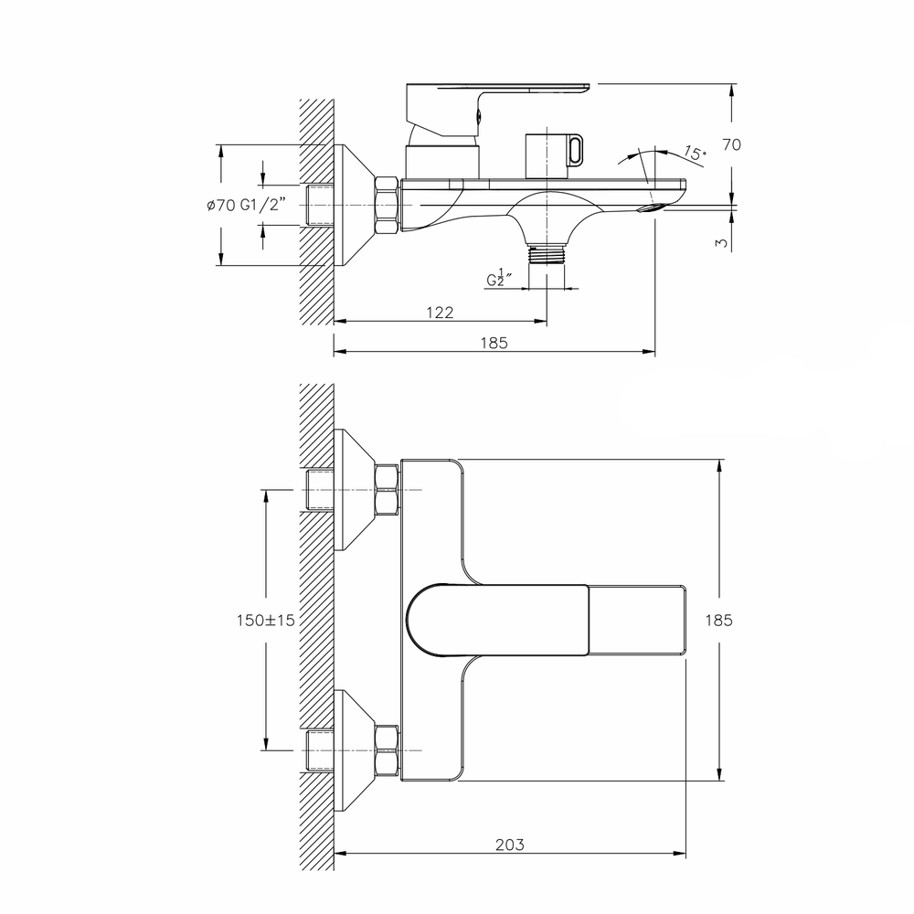 Смеситель для ванны 35k MIXLINE МЛ33-01(ML33-01) "Сити " БЕЛЫЙ/ХРОМ