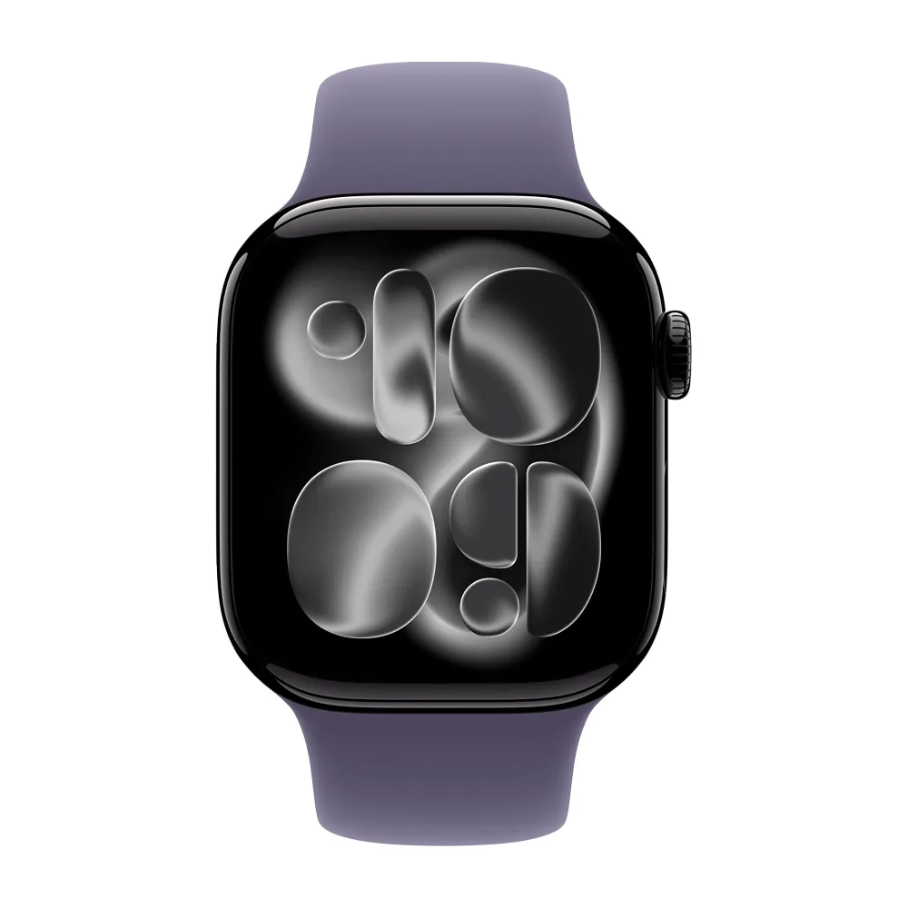 Умные часы Apple Watch Series 11 GPS, 42mm, Jet Black Aluminium Case with Purple Fog Sport Band, S/M