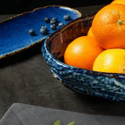 Блюдо овальное 44,5*27 см h10 см глубокое 4 л Aqua Blue Style Buffet P.L. [1]