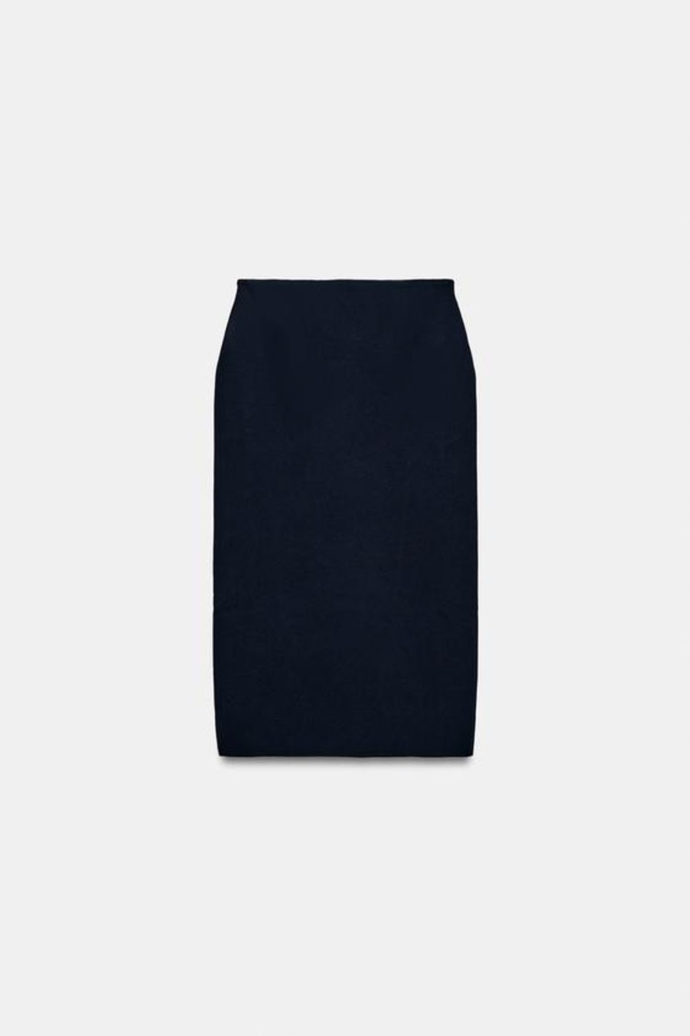 ZARA ОДНОТОННАЯ ТРИКОТАЖНАЯ ЮБКА МИДИ С ЭЛАСТИЧНЫМ ПОЯСОМ, МОРСКОЙ СИНИЙ