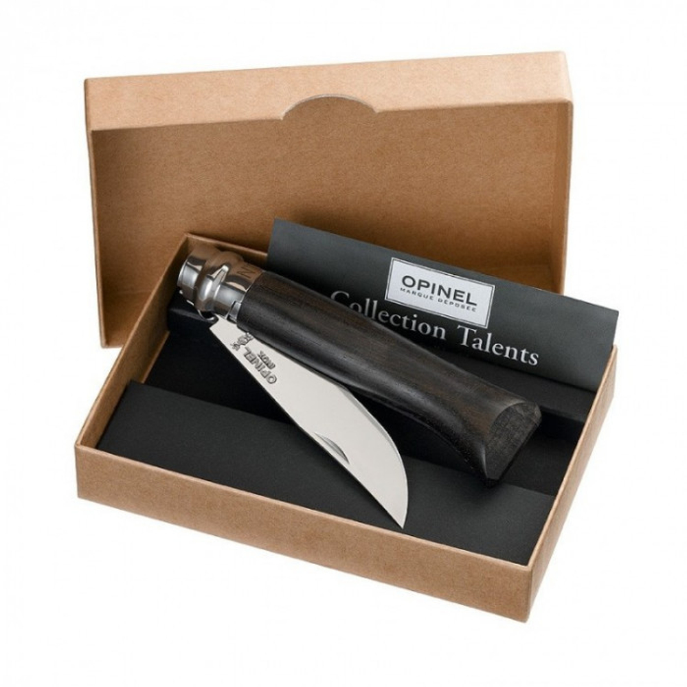 Нож Opinel №8, нержавеющая сталь, рукоять эбеновое дерево, деревянный футляр