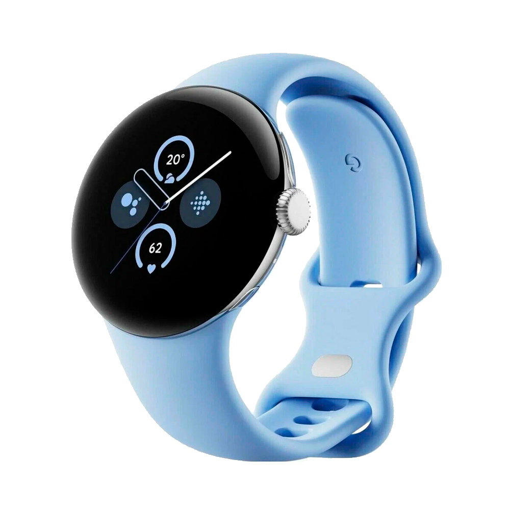 Умные часы Google Pixel Watch 2 Wi-Fi + LTE 41mm, Silver/Bay (Полированный серебристый корпус, ремешок голубого цвета)