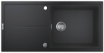 K400 60-C 100/50 1.0 Композитная мойка с одной чашей и крылом, оборачиваемая, с корзинчатым вентилем и автоматическим сливным гарнитуром, черный грани