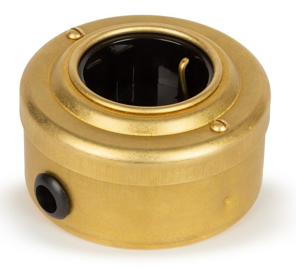 Розетка ретро с з/к и шторками, черная, "GOLD" VINTAGE-BRASS 20105-6