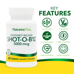 NaturesPlus, Shot-O-B12®, длительное высвобождение, 5000 мкг, 30 таблеток