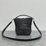 Сумка Celine Louise из рафии, чёрная — фото 4