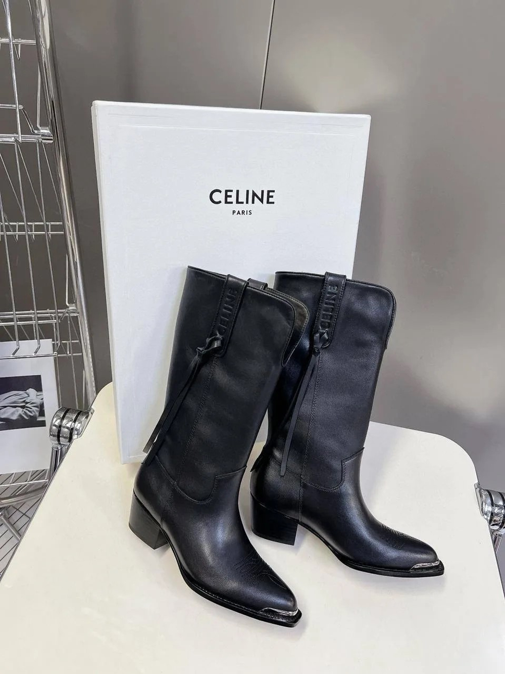 Сапоги казаки Celine с металическим мысом