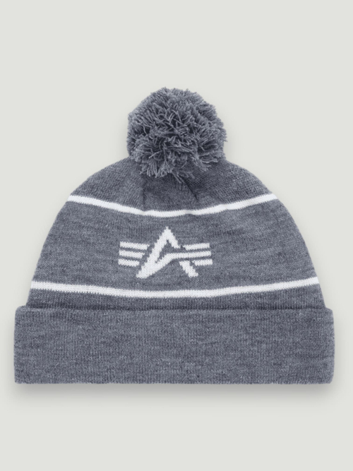 Шапка Alpha Industries Essential Pom Beanie Medium Charcoal Heather (Серая)
