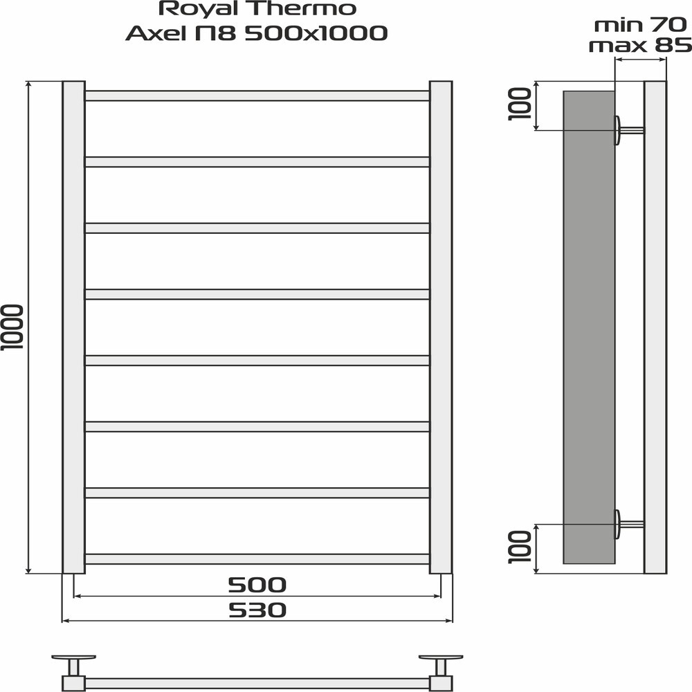 Полотенцесушитель Royal Thermo Axel П8 500х1000 стальной