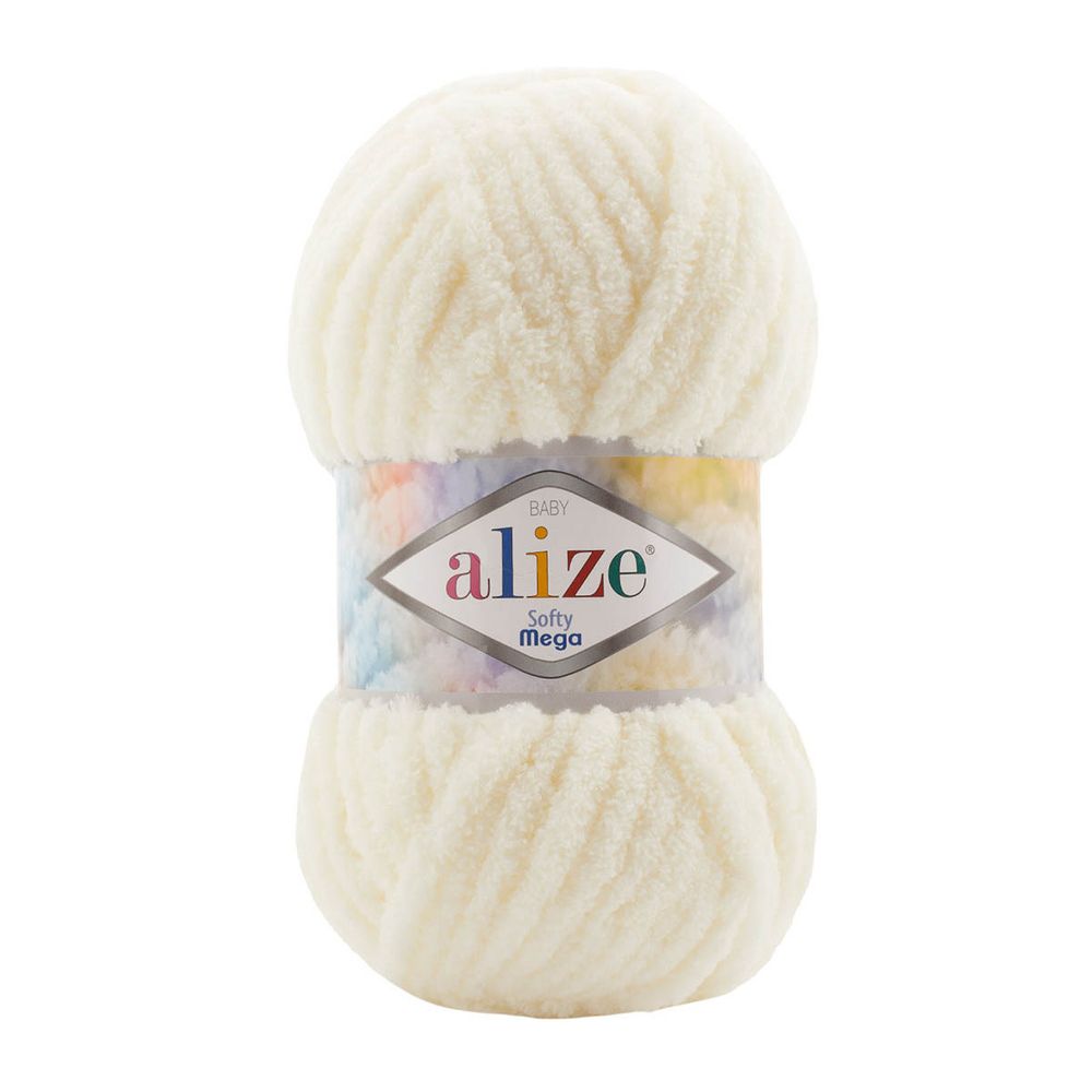 Пряжа Alize (Ализе) Softy Mega / уп.5 мот. по 100 г, 70м, 62 кремовый