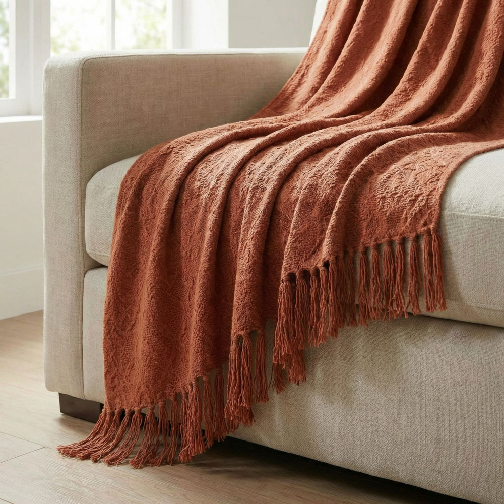 Velora Home Плед Однотонный-1 Кирпичный цвет 200х230 100% Хлопок