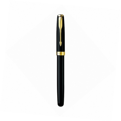 Перьевая ручка и чехол из кожи Parker Sonnet F530, цвет: LaqBlack GT, перо: F, перо: золото 18К