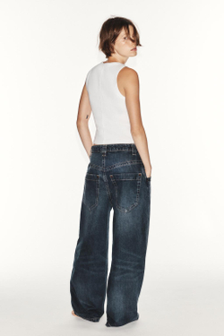 ZARA ДЖИНСЫ TRF BAGGY СО СРЕДНЕЙ ПОСАДКОЙ, МОРСКОЙ СИНИЙ