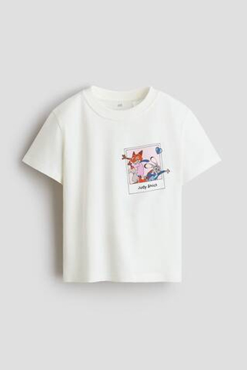 H&M Хлопковая футболка с принтом, белый