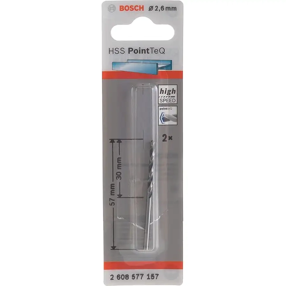 Сверло по металлу 2,6х30х57 мм HSS PointTeQ BOSCH 2608577157