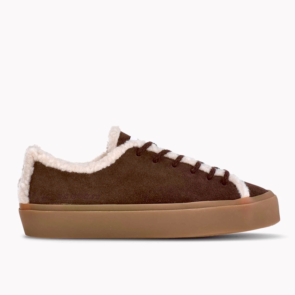 Замшевые кеды INUIKII Shearling Low Dark Brown на меху