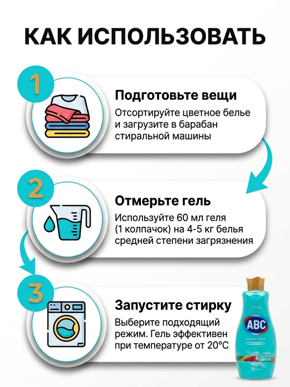 ABC Жидкое средство для стирки 1500мл