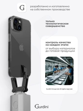 Чехол накладка iPhone 15 6.1" Gurdini силикон Ultra Twin 1 mm прозрачный