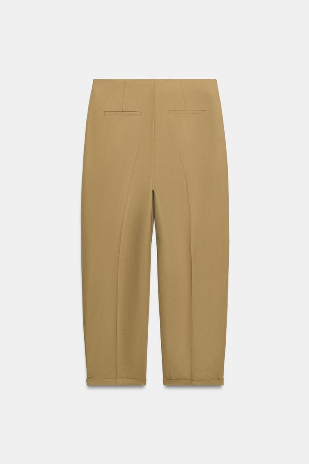 ZARA БРЮКИ С ВЫСОКОЙ ПОСАДКОЙ И СКЛАДКАМИ — ZW COLLECTION, РЫЖЕВАТО-КОРИЧНЕВЫЙ