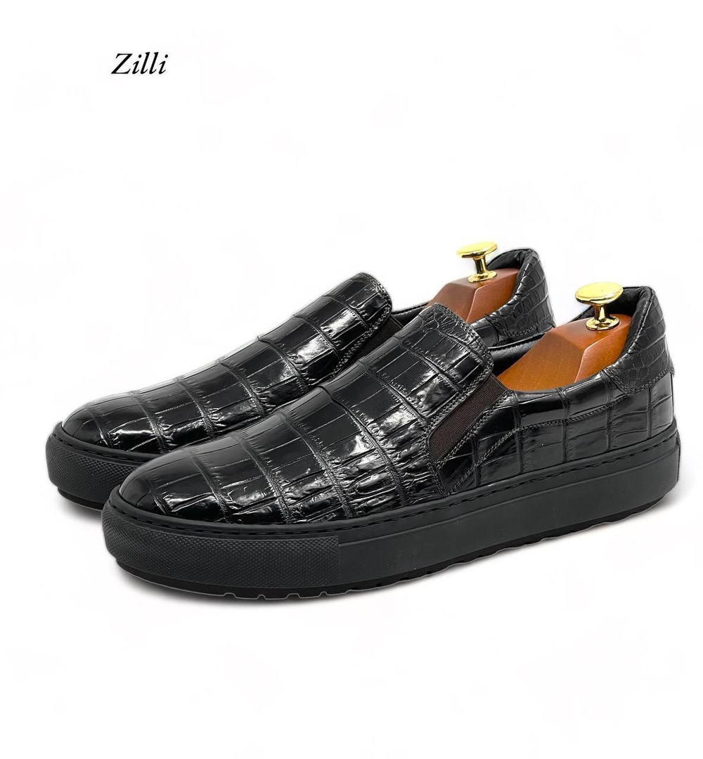 Слипоны Zilli из кожи крокодила
