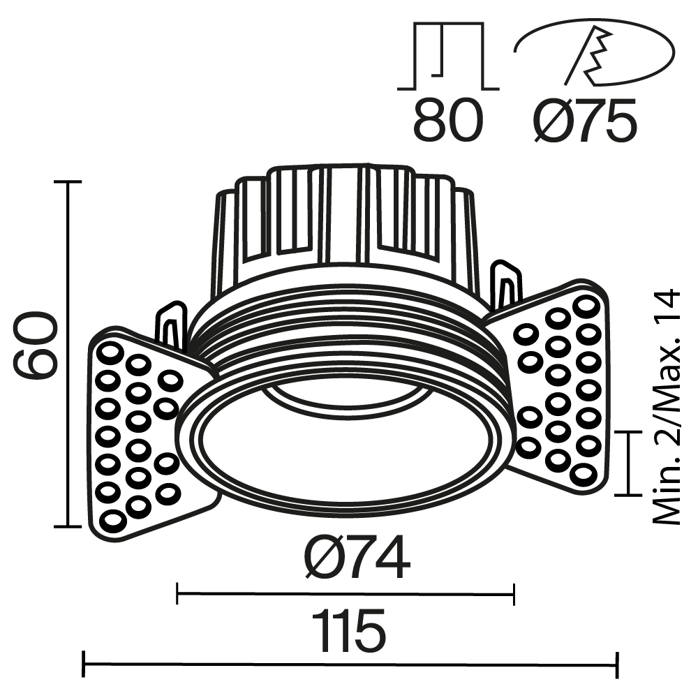 Встраиваемый светильник Technical DL058-12W3K-TRS-B