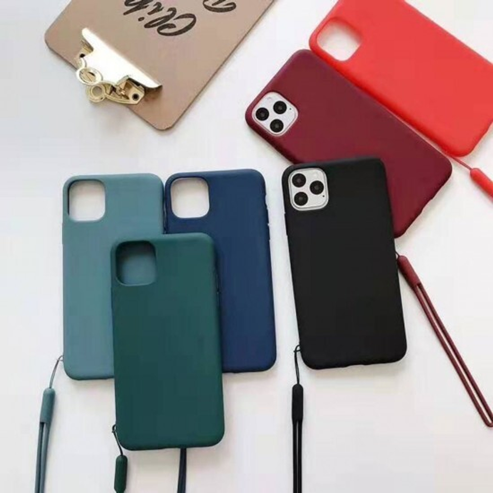 Силиконовый матовый чехол с ремешком для iPhone 11 Pro, 011397 Синий