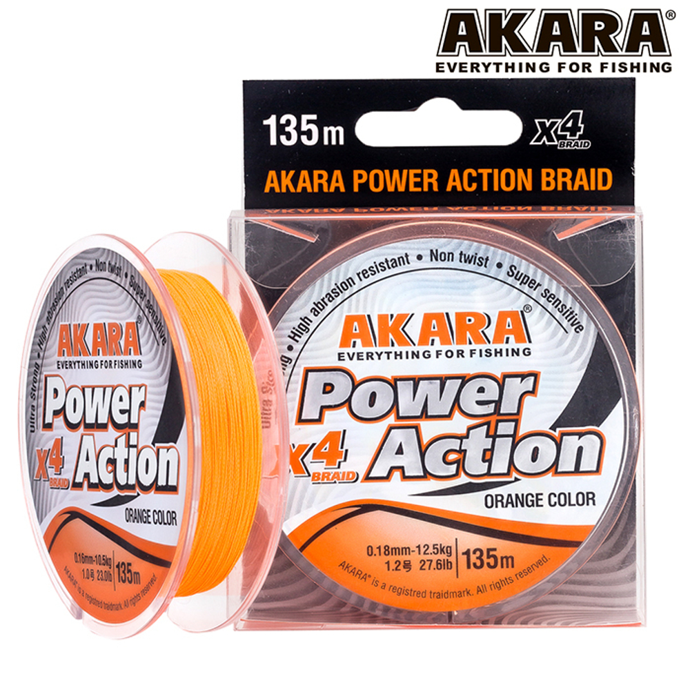 Шнур Akara Power Action X-4 Orange 135 м 0,10
