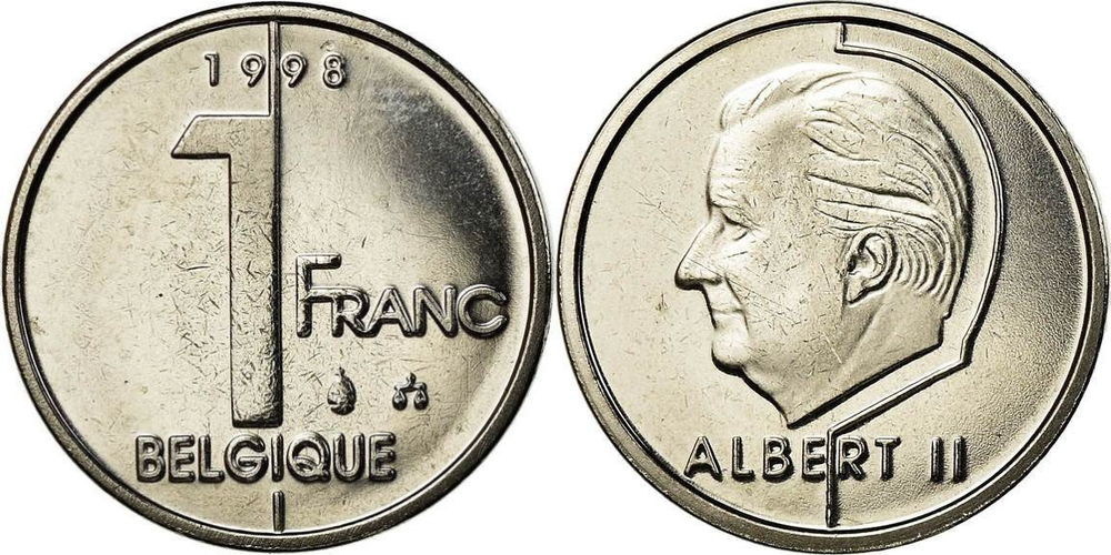 Бельгия 1 франк, 1994 - 2001 BELGIQUE XF