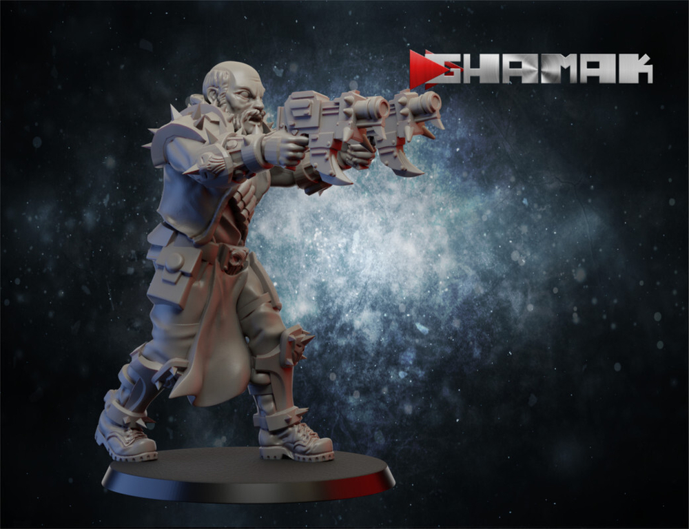 Necromunda Orlock Gang Бандит Орлок №1 с парными пистолетами миниатюра для dnd, днд, pathfinder, фентези, Настольная игра, НРИ, Варгейм, РПГ