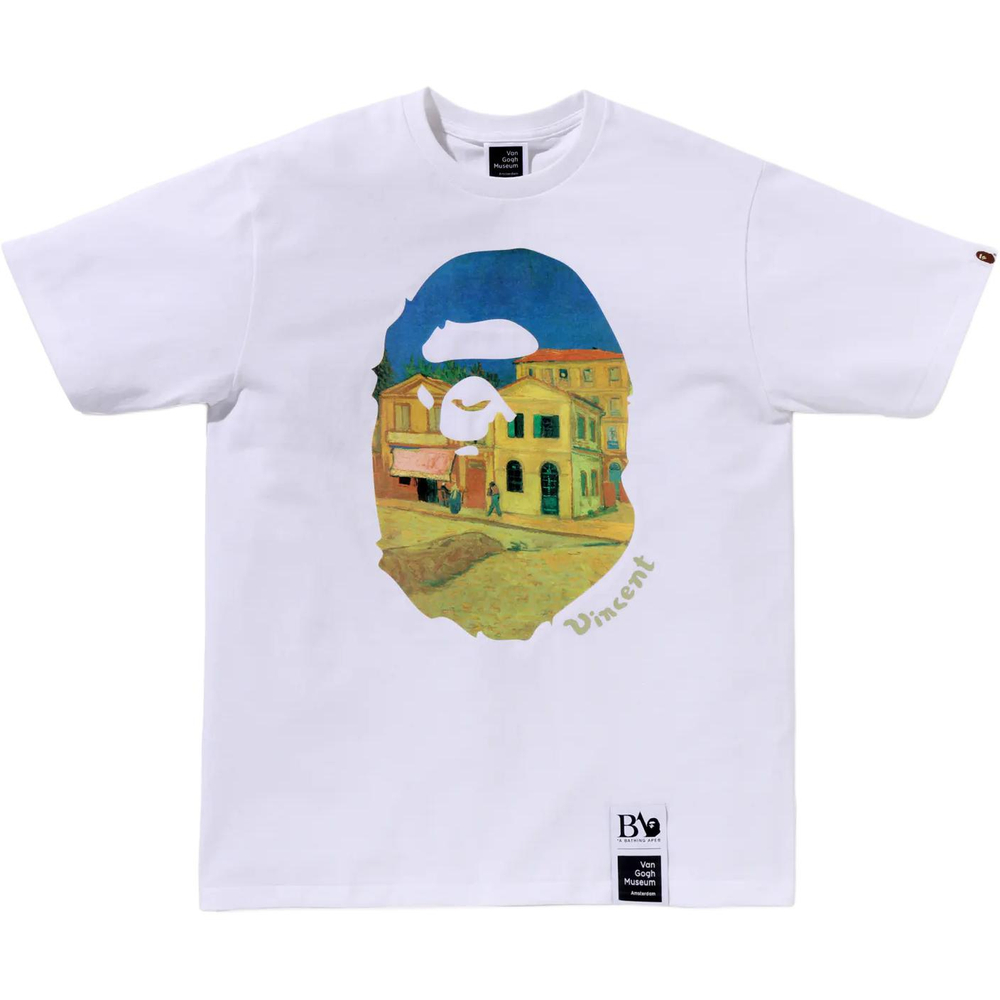 A Bathing Ape X Van Gogh Museum Ape Head Canvas Art Iv Tee желтый белый