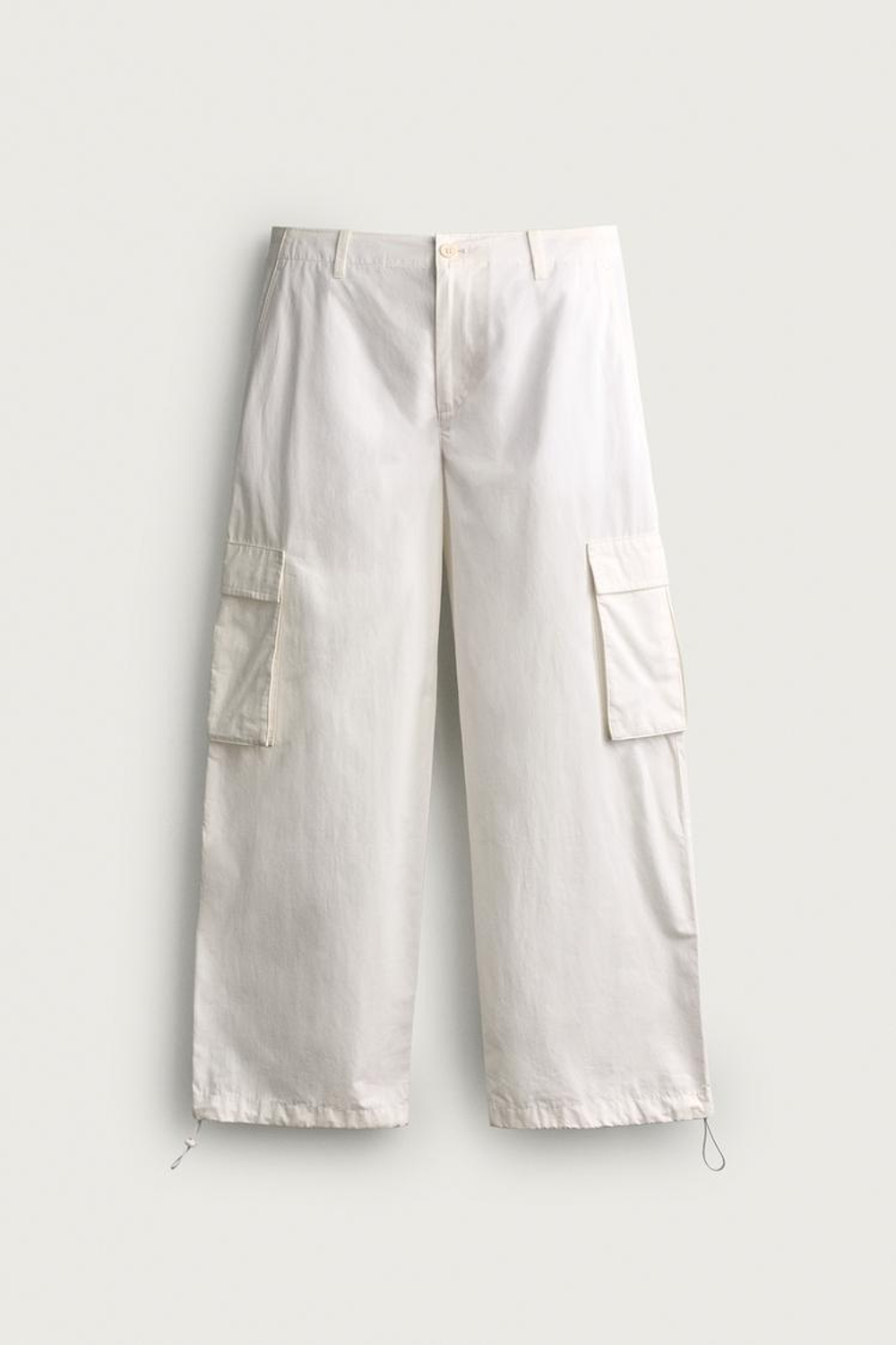ZARA ДЖОГГЕРЫ КАРГО RELAXED FIT, БЕЛЫЙ