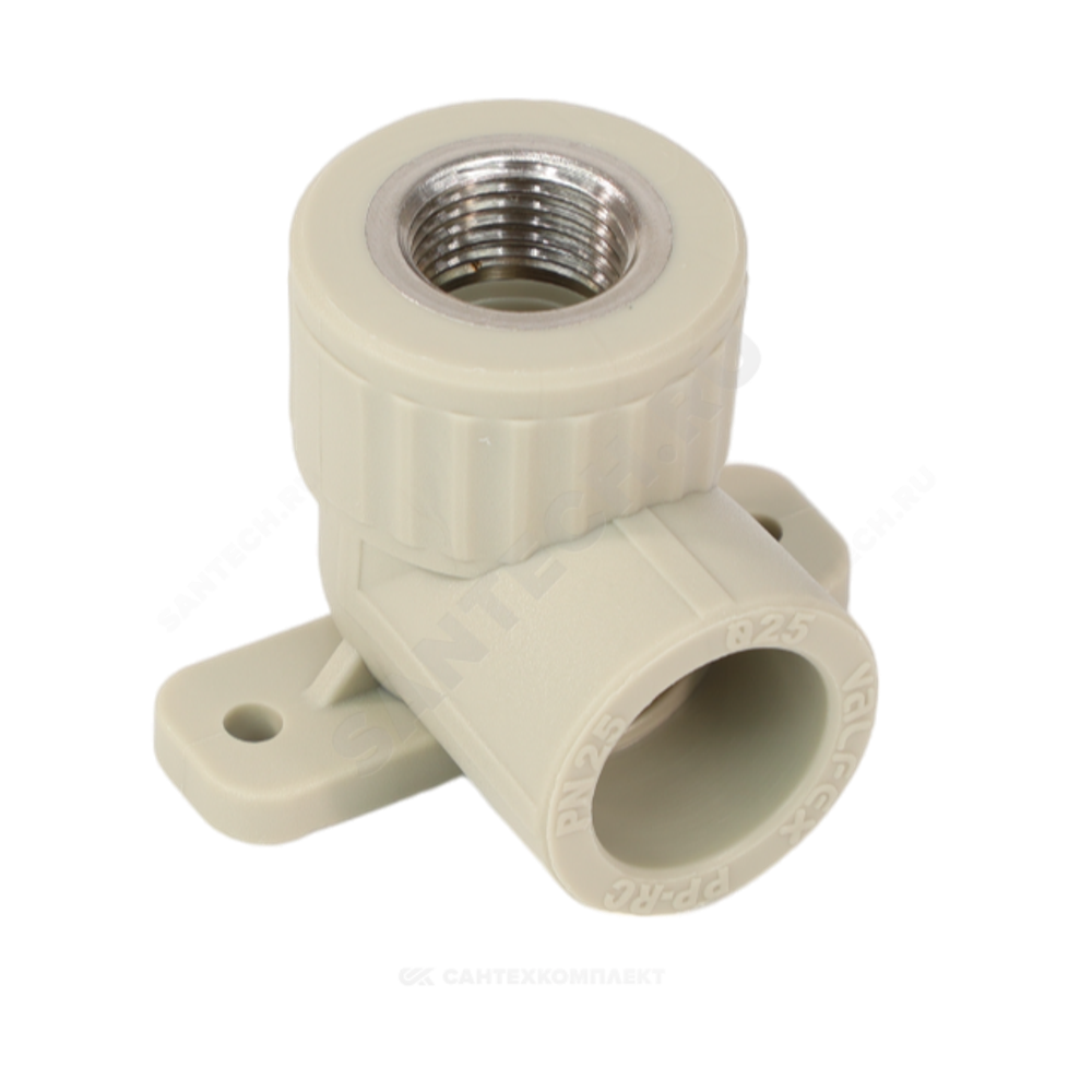 Угольник PP-R комбинированный серый Дн 20х1/2" ВР с креплением VALFEX 10120020Г
