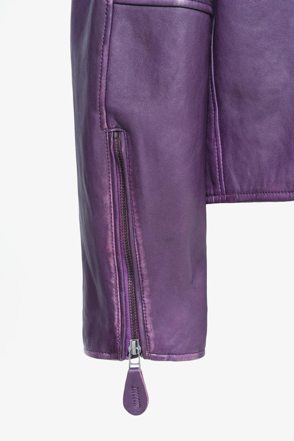 ZARA X JOHN GALLIANO КОЖАНАЯ БАЙКЕРСКАЯ КУРТКА, ФИОЛЕТОВЫЙ
