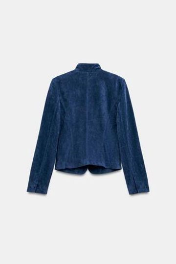 ZARA ДВУБОРТНАЯ КУРТКА ИЗ 100% ЗАМШИ, ИНДИГО