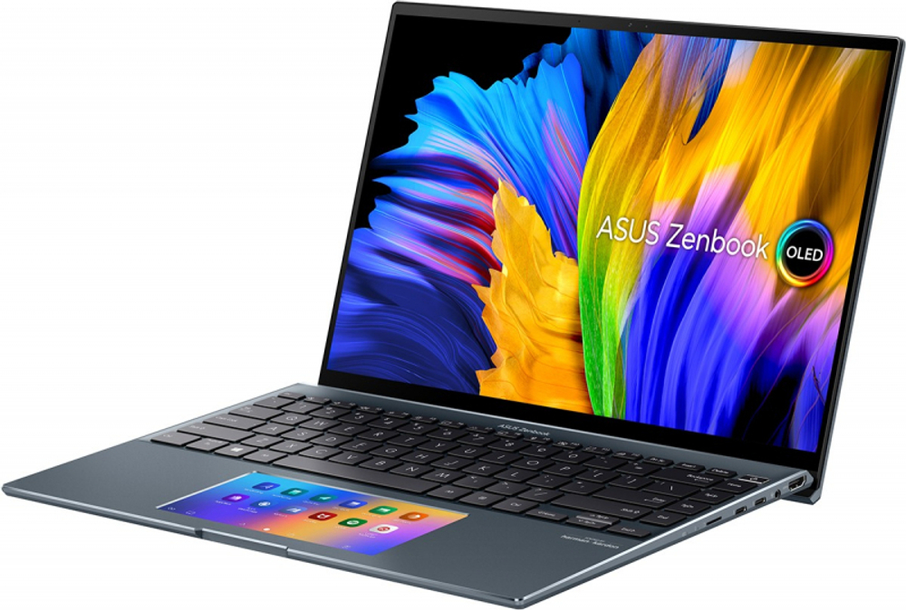 Ноутбук Asus Zenbook 14X OLED UX5400EG-KN185T (90NB0T83-M001L0) Pine grey Core i7-1165G7/16G/512G SSD + 32G/14" OLED WQXGA+ (2880x1800)/NV MX450 2Gb/WiFi/BT/ScreenPad/Win10