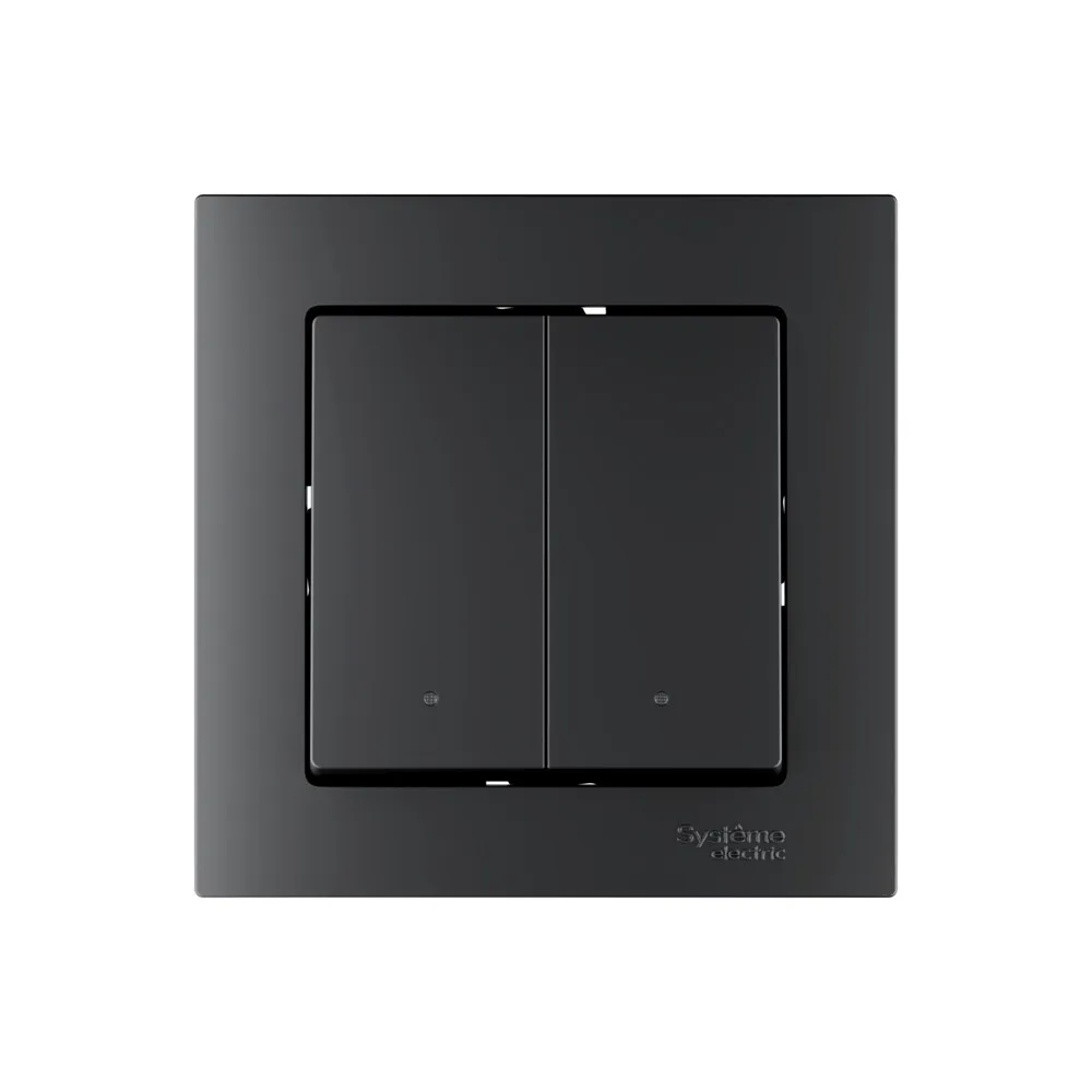 ATLASDESIGN SMART 2-кл. ВЫКЛЮЧАТЕЛЬ с подсв., Zigbee, сх.5, L+N, 10А, мех., КАРБОН