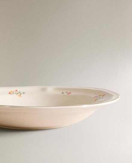 ZARA HOME ГЛУБОКАЯ ТАРЕЛКА С УЗОРОМ, КРЕМОВЫЙ
