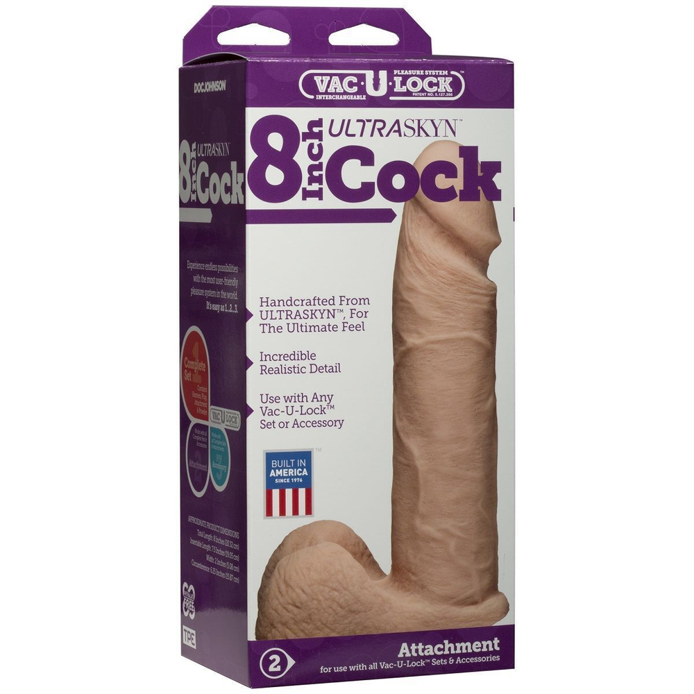 Ультрареалистичная насадка для трусиков Vac-U-Lock 8 ULTRASKYN Cock - 20,57 см. (Цвет: телесный)