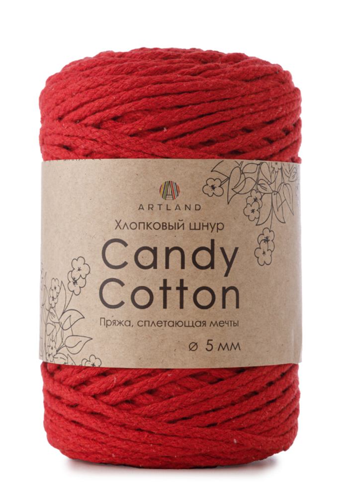 Плетёный шнур Candy cotton 5 мм, 500 гр, 100% х/б, 100 м, красный