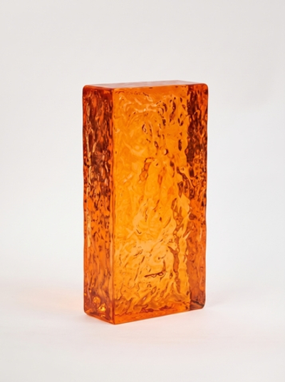 Стеклянный кирпич Glassio Айс оранжевый 20x10x5 см