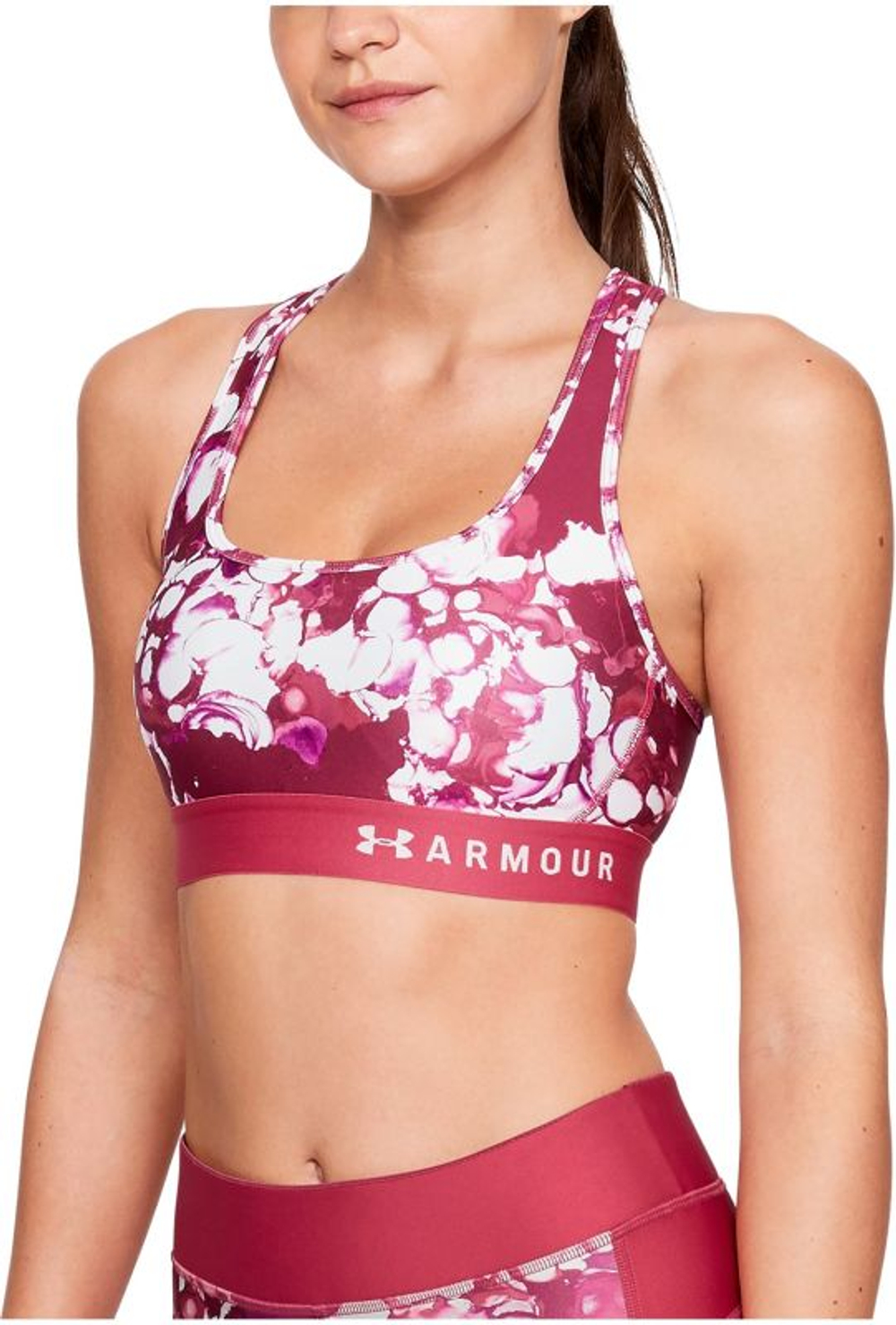 Спортивный бюстгальтер Under Armour Mid Crossback Print - impulse pink/impulse pink