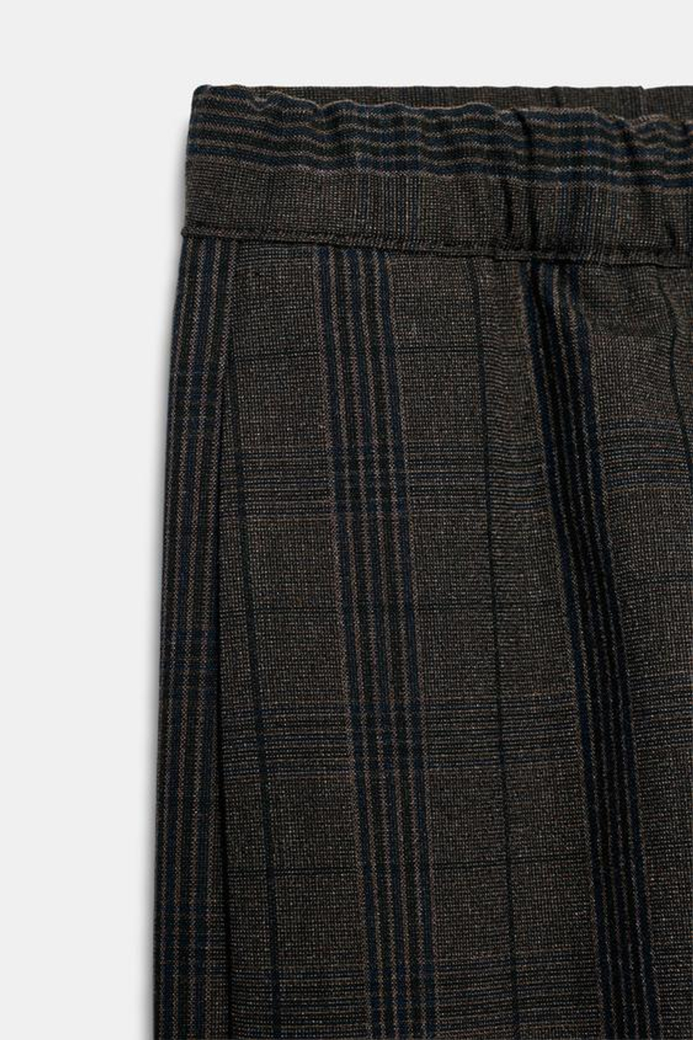ZARA БРЮКИ BARREL В КЛЕТКУ, МОРСКОЙ СИНИЙ
