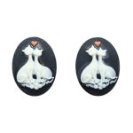 Камеи "Кошки", полимер, бело-серо-розовый, 3х4х0,5 см, упак., 2 шт, Vintage Line