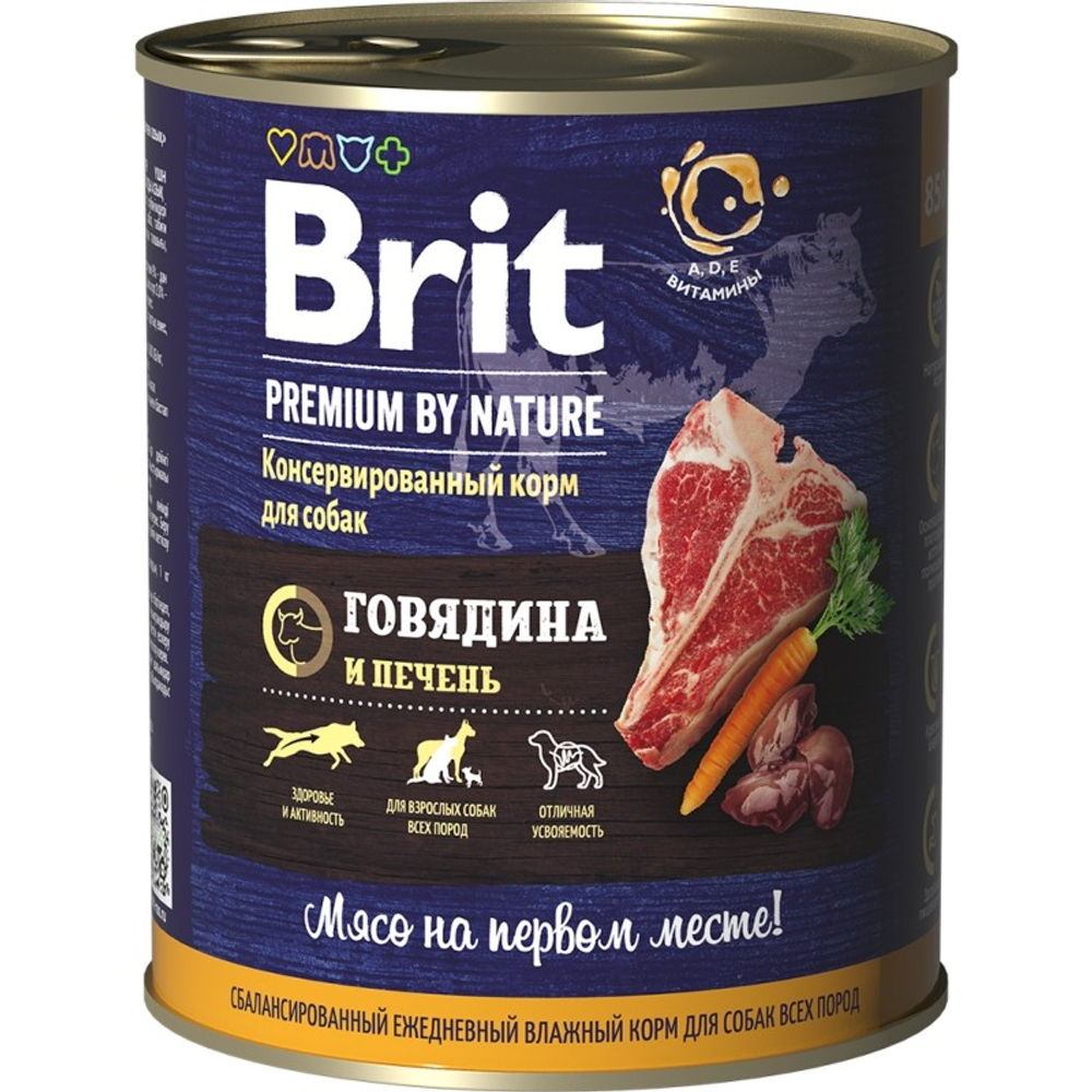 Brit Premium by Nature All Breeds Говядина/Печень консервы для собак 850 г