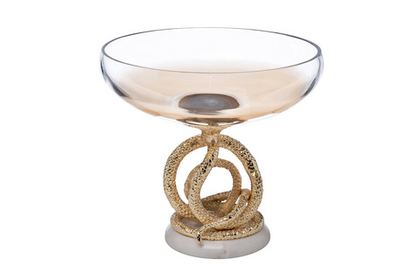 Чаша декоративная 27x27x28.5см Garda Decor Serpente золотая