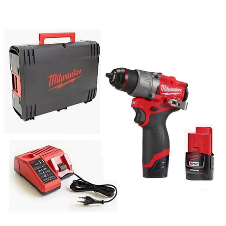 ХИТ! Комплект в кейсе M12 FUEL FDD2-202X: Аккумуляторный шуруповерт FDD2-0 с 2 шт Аккумулятором В2 и Зарядным устройством C12 MILWAUKEE 4933479873
