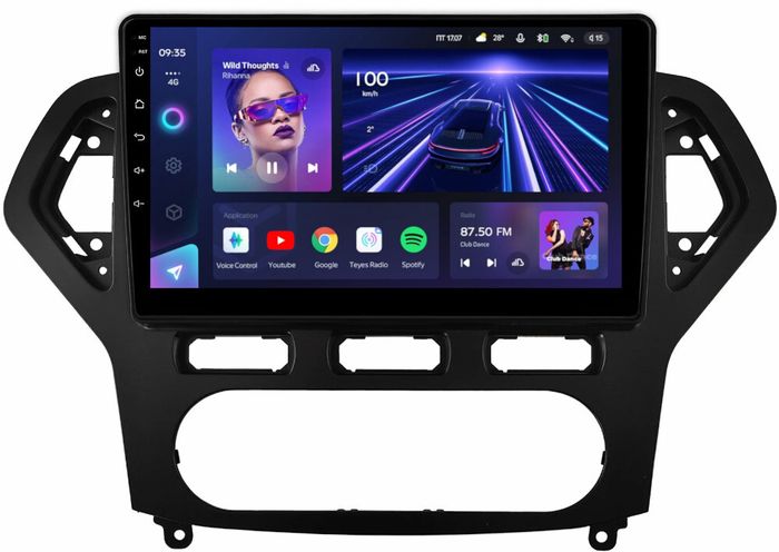 Магнитола для Ford Mondeo 4 2007-2010 (рамка чёрная) - Teyes CC3 на Android 10, Быстрая, QLED, CarPlay, 4G SIM-слот