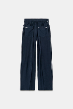 ZARA БРЮКИ С КОНТРАСТНЫМ КАНТОМ, МОРСКОЙ СИНИЙ