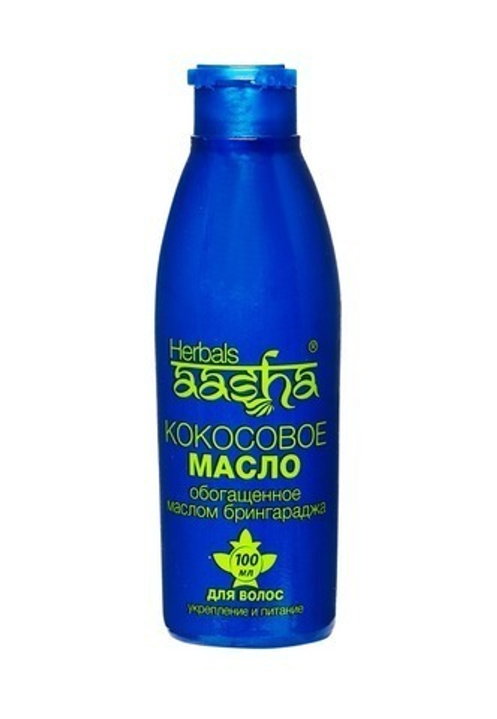 Масло Aasha Herbals кокосовое с брингараджем для волос, укрепление и питание 100 мл.